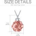 wholesale 925 Sterling Silver Pink Crystal Origami Rose Cremation Pendant with Funnel and Fill Tool - Memorial Keepsake Jewelry for Ashes-0-5