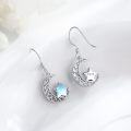 wholesale 925 Sterling Silver Blue Moss Agate Crescent Moon & Star Dangle Earrings for Women - Hypoallergenic  Idea-0-2