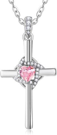 wholesale 925 Sterling Silver White Gold Plated Infinity Cross Birthstone Pendant Jewelry for Women-10-Oct Birthstone