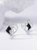 wholesale 925 Sterling Silver Heart-Shaped Cats Stud Earrings with Love Design-0-1