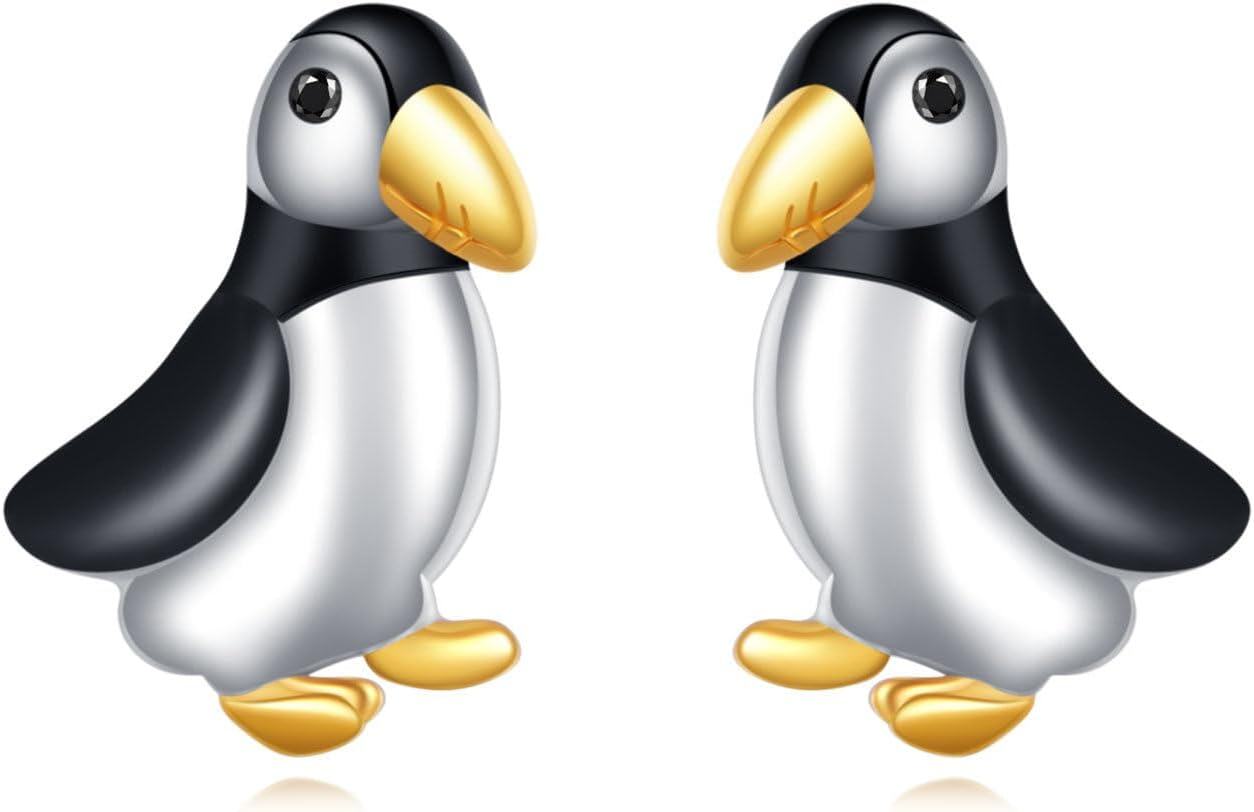 925 Sterling Silver Penguin Stud Earrings-0-0