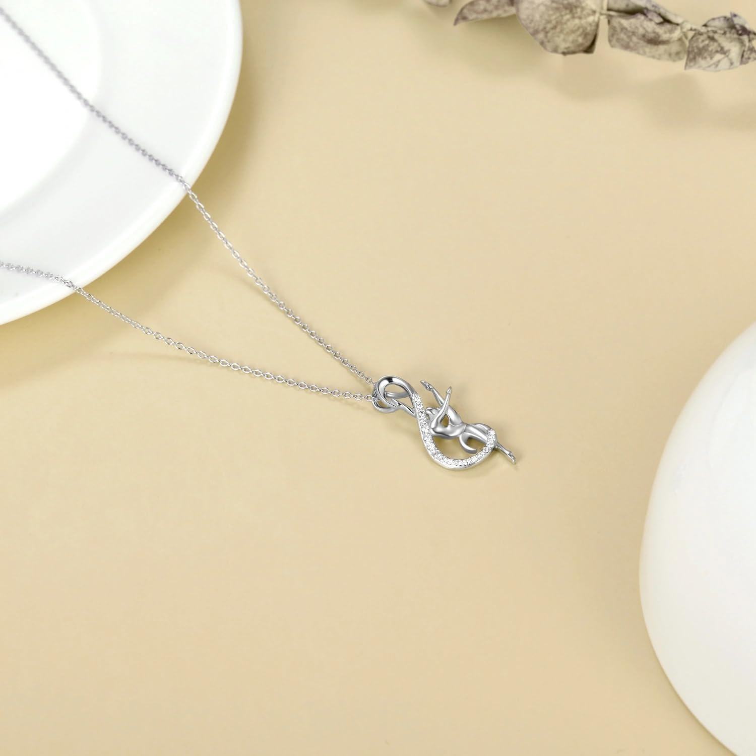 wholesale 925 Sterling Silver Dancing Ballerina with Swarovski Crystals Heart Cross Pendant Necklace for Women-0-5