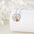 wholesale 925 Sterling Silver Daisy Flower Pendant Necklace with Red Enamel Polka Dot Ladybug Charm for Women and Girls'  Set-0-2