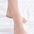 wholesale 925 Sterling Silver Evil Eye Charm Anklet with Blue Stone and CZ Accents for Women-0-1