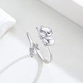 wholesale 925 Sterling Silver Cartoon Pig Adjustable Open Thumb Ring for Women Girls Gifts-0-1