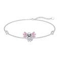 wholesale 925 Sterling Silver Angel Charm Bracelet Wholesale With Pink Enamel Wings And Crystal Hearts-0-0