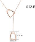 wholesale 925 Sterling Silver Double Horse Stirrup Pendant Layered Chain Necklace-0-9