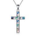wholesale 925 Sterling Silver Mosaic Shell Inlay Cross Pendant Necklace for Women Girls  (Infinity)-0-0