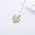 wholesale 14K Gold & Double Heart Moissanite Pendant Necklace for Women - 16-18 inch Chain Length-0-4