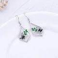 wholesale 925 Sterling Silver Panda Bamboo Leaf Drop Earrings-0-2