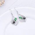 wholesale 925 Sterling Silver Cute Panda Holding Bamboo Earrings-0-2