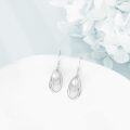 wholesale 925 Sterling Silver Freshwater Pearl Double Circle Drop Leverback Earrings-0-1