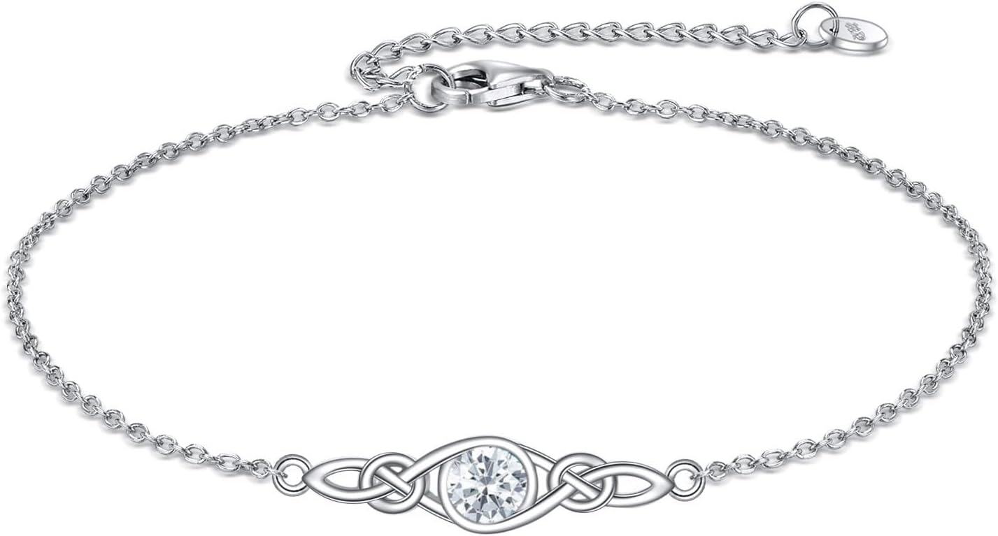 wholesale Sterling Silver Celtic Knot Bracelet w Mustard Seed Moonstone Birthstone-B-4-April