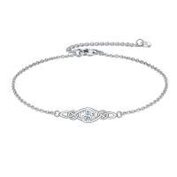 wholesale 925 Sterling Silver Celtic Knot Bracelet w Mustard Seed Moonstone Birthstone-B-4-April