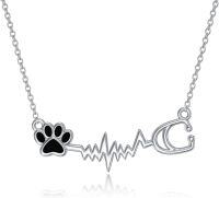 wholesale 925 Sterling Silver Birthstone Vet Stethoscope Necklace Dog Paw Pendant Nurse Jewelry Gift for Women Veterinarians-nurse Veterinary