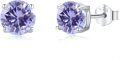 wholesale 925 Sterling Silver Purple Cubic Zirconia Stud Earrings 6mm Round Gemstone  for Women-0-0