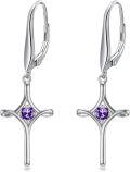 wholesale TOUPOP Birthstone Cross Earrings 925 Sterling Silver Infinity Cross Dangle Drop Earrings Fine Jewelry Birthday Christmas Gifts For Women Her Girlfriend -0-0