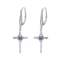TOUPOP Sterling Silver Birthstone Infinity Cross Dangle Drop Earrings-0-0