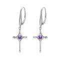 TOUPOP Sterling Silver Birthstone Infinity Cross Dangle Drop Earrings-0-0