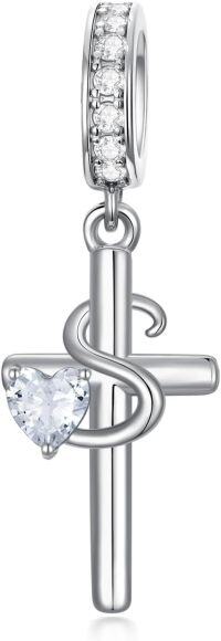 wholesale 925 Sterling Silver ABC Initial Cross Charm Pendant Beads for Bracelet-19-S