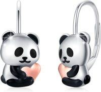 wholesale 925 Sterling Silver Panda Heart Huggie Hoop Earrings for Women - Adorable Animal Ear Cuff  Ideas-Panda Hoops
