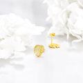 wholesale 14K Gold Leaf Stud Earrings for Women - Tropical Palm Leaves Jewelry Accessories-0-3