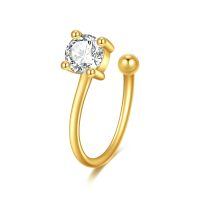 wholesale 14K Gold Clip-On Open Hoop Ear Cuff, No-Piercing Elegant Cartilage Earring, 10mm Lightweight Hypoallergenic Gift for Women-CZ