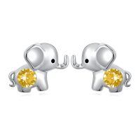 wholesale 925 Sterling Silver Cute Elephant Earrings-Citrine