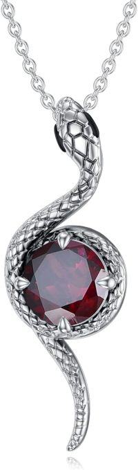 wholesale Metal Stone Snake Birthstone Pendant Necklace for Women-January