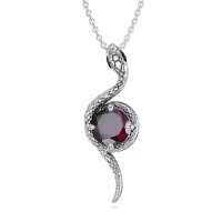 wholesale Metal Stone Snake Birthstone Pendant Necklace for Women-January