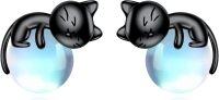 wholesale 925 Sterling Silver Black Cat Stud Earrings with Birthstone-A-Black Cat Moonstone Stud