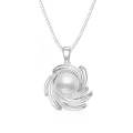 wholesale 925 Sterling Silver AAA+ White Freshwater Pearl Spiral Design Pendant Necklace-0-0