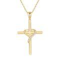 TOUPOP 14K Gold Crystal Heart Cross Pendant Necklace for Women-0-0