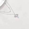 wholesale 925 Sterling Silver Layered Lotus Flower Pendant Necklaces with Moonstone Beads for Women Gifts-0-3