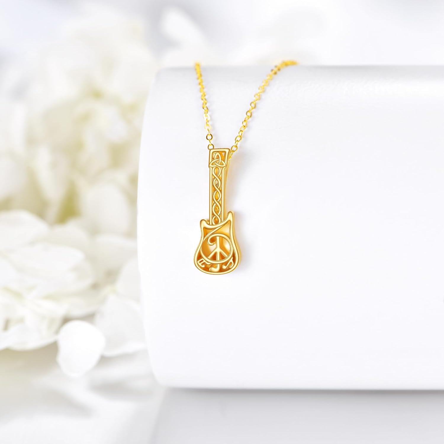 wholesale 14K Gold Peace Sign Musical Instrument Pendant Necklace for Women and Girls-0-4