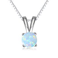 wholesale 925 Sterling Silver Pendant Necklace Wholesale With Green Gemstone And Chain-Opal