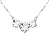 wholesale 14k Three Stone Diamond Necklace Wholesale With Elegant Chain-3 Stone Moissanite Necklace（1CT+0.5CT*2） White Gold
