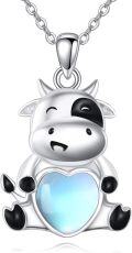 wholesale 925 Sterling Silver Cow Heart Pendant Necklace - Cute Jewelry for Women Animal Lovers-0-0