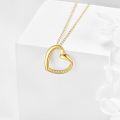 wholesale 14K Gold Hollow Heart Pendant Necklace with Cubic Zirconia Gemstones for Women's Gifts-0-2