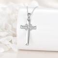 wholesale 925 Sterling Silver Cubic Zirconia Accented Celtic Cross Pendant Necklace for Women Girls Christian  45cm Chain Length-0-3