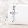 wholesale 925 Sterling Silver Cubic Zirconia Accented Celtic Cross Pendant Necklace for Women Girls Christian  45cm Chain Length-0-3