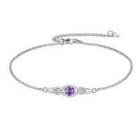 wholesale 925 Sterling Silver Celtic Knot Bracelet w Mustard Seed Moonstone Birthstone-B-2-February