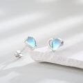 wholesale 925 Sterling Silver Blue Opalite Heart Stud Earrings & Pendant Set Hypoallergenic  for Women Girls-0-4