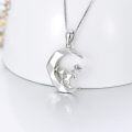 wholesale Sterling Silver Origami Dinosaur Moon Pendant Necklace - Geometric Dinosaur Symbolizing Strength, Courage, Bravery - 18 Chain with Extender - Gift Box-0-1