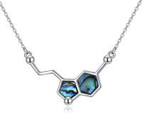 wholesale Sterling Silver Serotonin Molecule Necklace Chemical Jewelry Gift for Women-Serotonin Necklace abalone