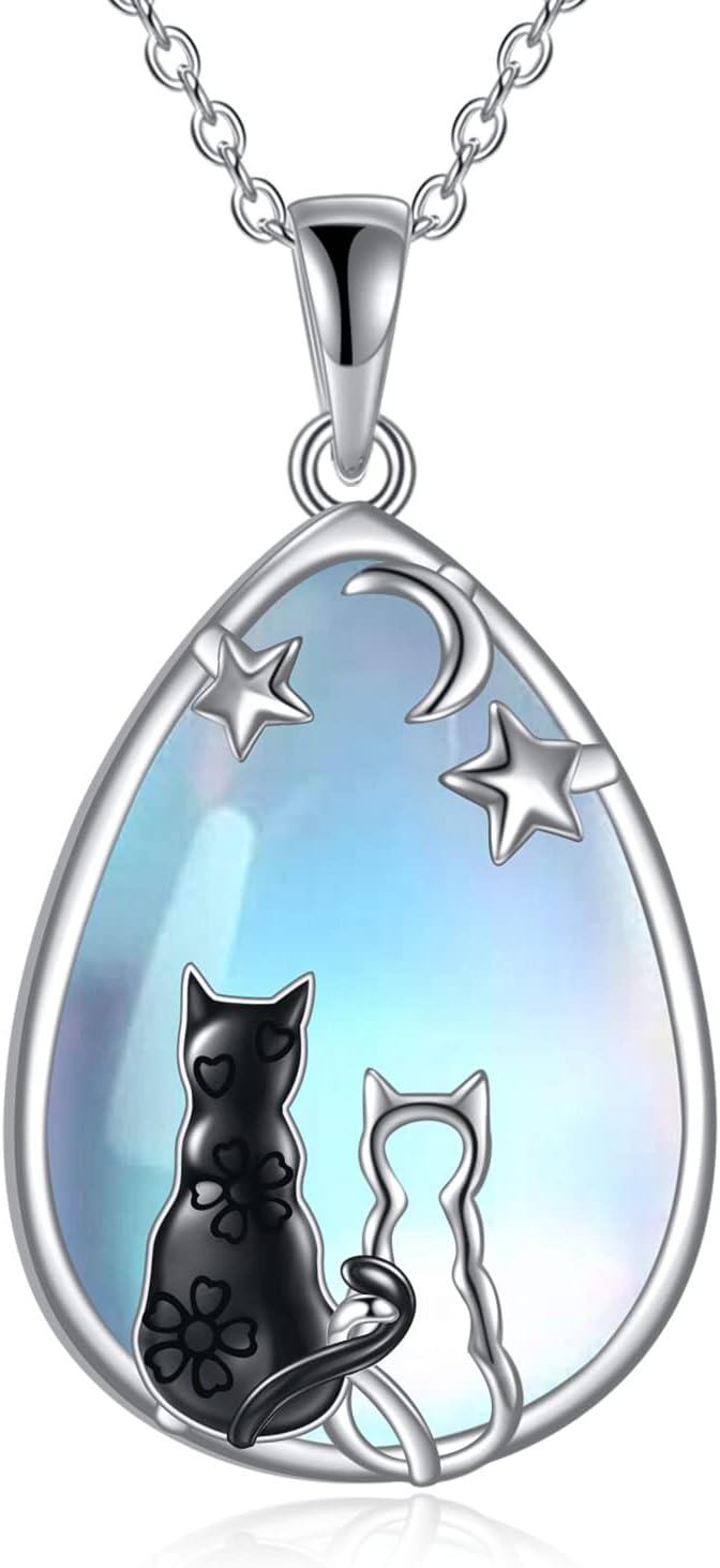  Sterling Silver Mother Daughter Necklace Women s Jewelry Gift for Mom Birthday Mother s Day -Cat