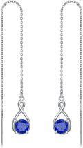 wholesale 925 Sterling Silver Birthstone Threader Earrings Infinity Long Chain Drop Pull Through 12 Stone Birthday Jewelry Gifts for Women-0-66