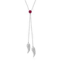 wholesale 925 Sterling Silver Blue Opal Angel Wings Pendant Necklace-July