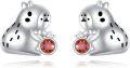 wholesale 925 Sterling Silver Sloth Stud Earrings with Orange Crystal - Adorable Animal  for Women and Girls-0-0
