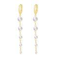 wholesale Gold 925 Sterling Silver Pearl Drop Earrings with Cubic Zirconia Accents for Women-0-0